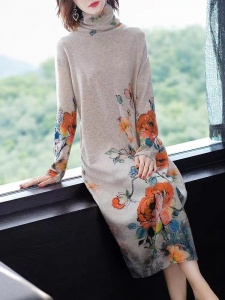 品牌撤柜羊绒衫一手货源国风水墨印染女装品牌知篇水墨山羊绒毛衣