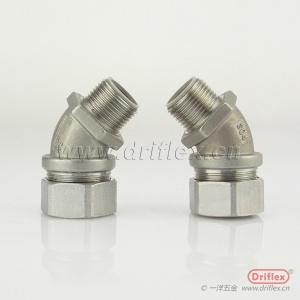304不锈钢45度接头 金属软管连接器3/8&amp