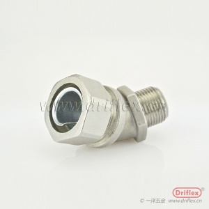 304不锈钢45度接头金属软管连接器NPT3/8-NPT2